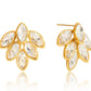 Aretes dorados cortos estilo hoja con piedras
