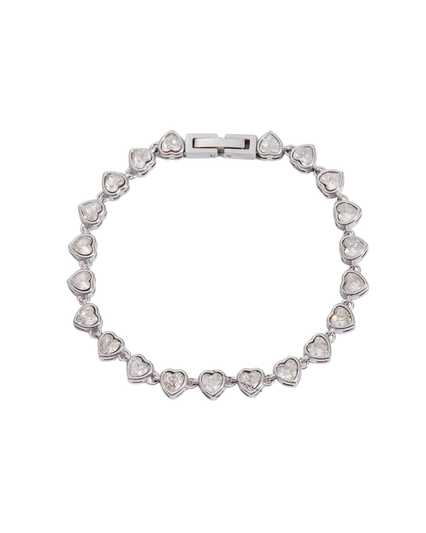 Pulsera plateada con cristales de corazon