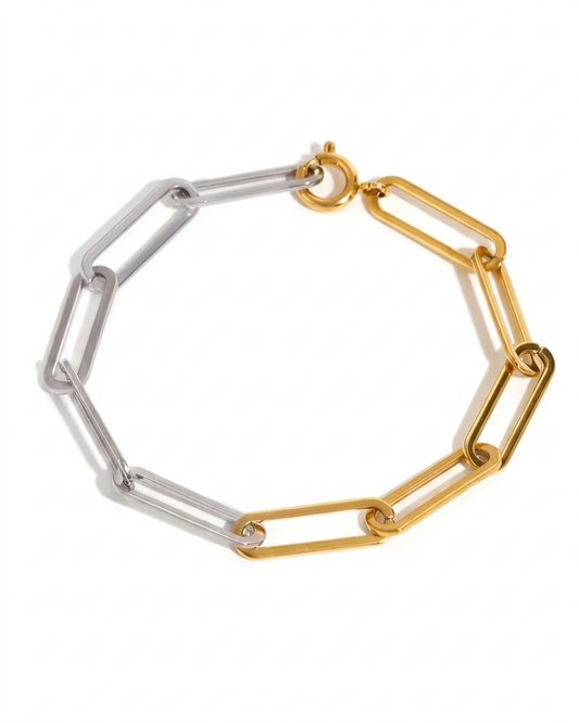 Pulsera de Eslabones Alargados Bicolor