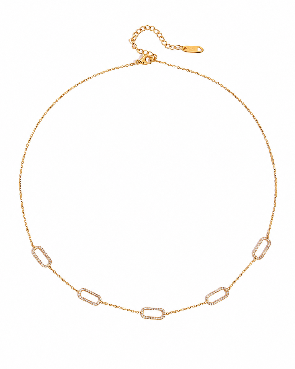 Collar de Eslabones Rectangulares con Circonias