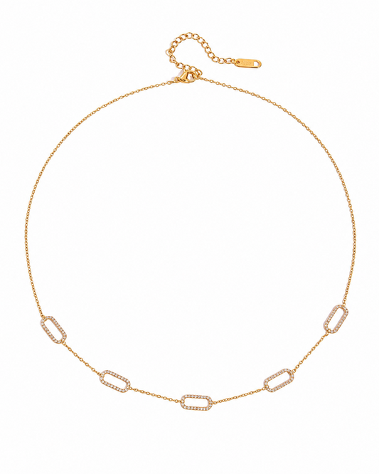 Collar de Eslabones Rectangulares con Circonias