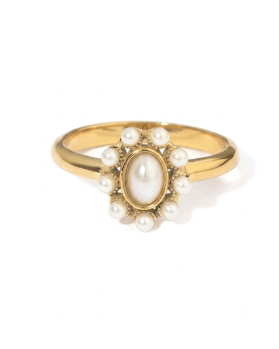 Anillo Medallón Pearl Halo