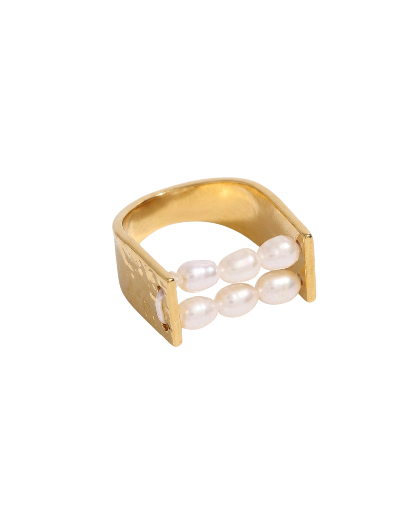 Anillo Sello Cuadrado de Perlas