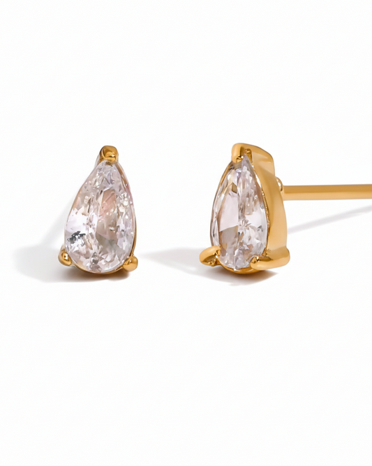 Aretes con cristal tipo studs, color dorado