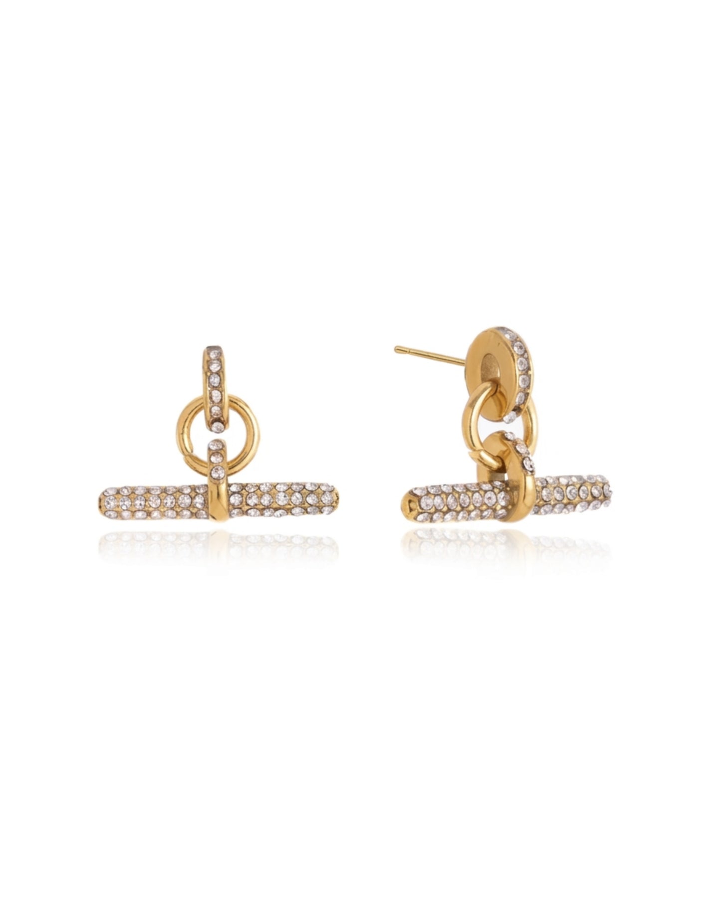 Aretes de Barra y Eslabones con Circonias