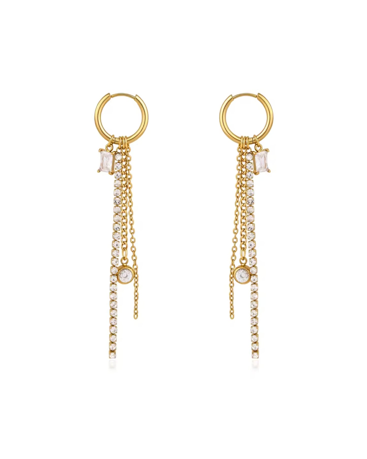 Aretes Drop con Cascadas de Brillo