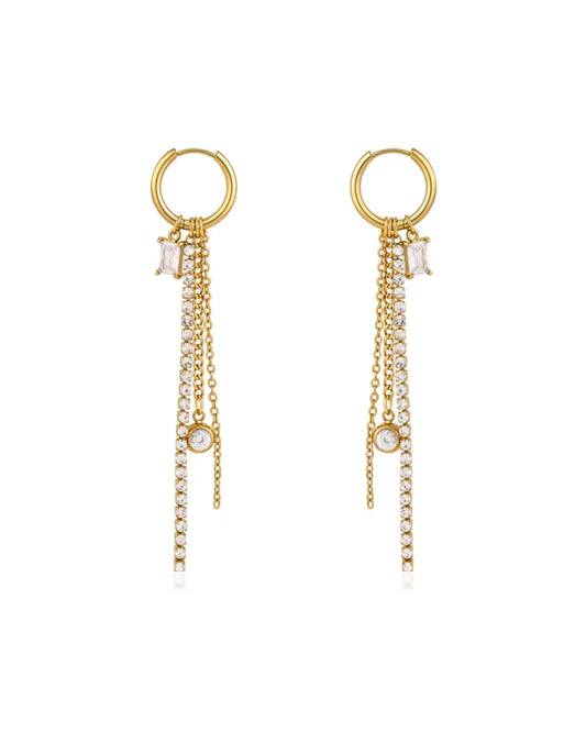 Aretes Drop con Cascadas de Brillo
