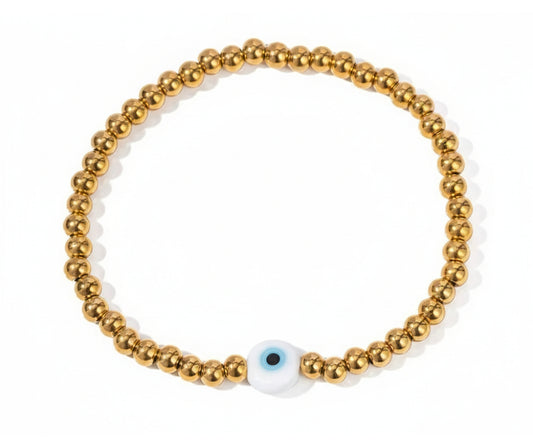 Pulsera dorada de ojo turco azul.
