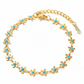 Pulsera de flores en color dorado y turquesa.