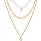 Collar de Capas con Perlas y Detalles Dorados