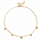 Collar de corazones en color dorado, de tipo ajustable.