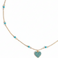 Collar dorado de corazón en color turquesa, de tipo ajustable