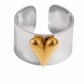 Anillo bicolor de corazón de tipo ajustable