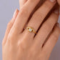 Anillo dorado de ojo turco con piedra zirconia azul, de tipo ajustable