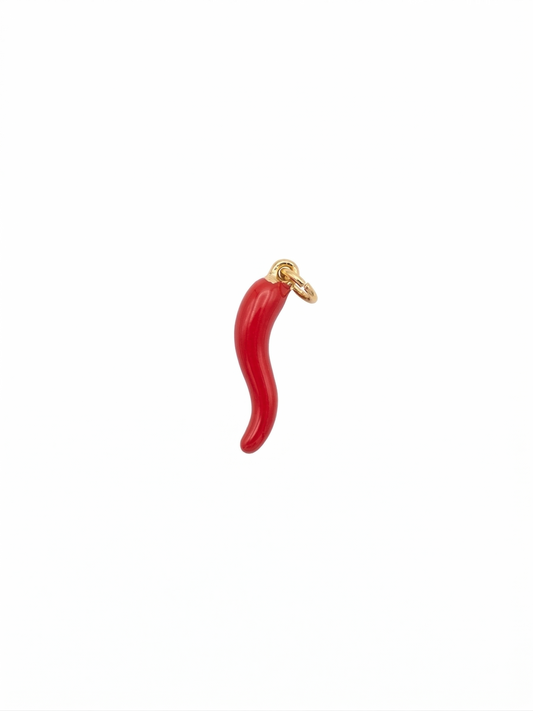 Dije de cornicello italiano en esmalte rojo